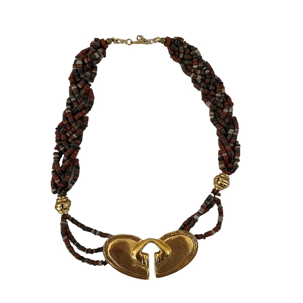 BEADED AND GOLD NECKLACE EUC